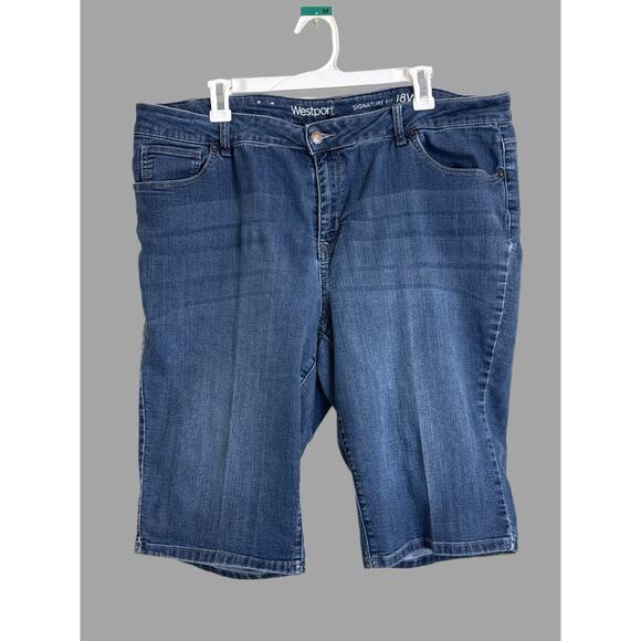 Westport Womens Denim Capri Shorts Signature Fit Plus Size 18W - Picture 1 of 6